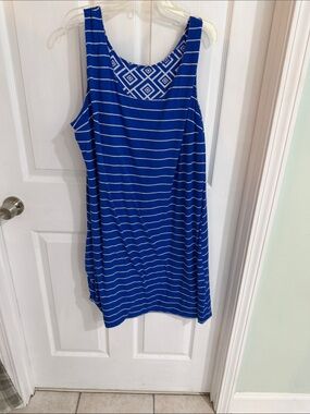 Blue Striped Sleeveless  Reversible Women's Dress